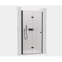 Cabine de douche pivotante sans cadre moderne avec cadre noir en verre trempé pour salle de bain