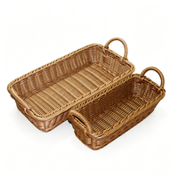 Panier à fruits et en-cas en rotin PP tressé, fait main, écologique, de qualité alimentaire, avec poignées, facile à nettoyer, pour la décoration de la maison, de la cuisine et de la table