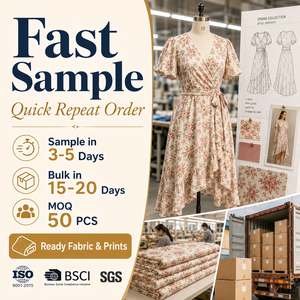 Abiti Floreali Estivi Casual Boho per Donna in Viscosa e Cotone, Produzione OEM Personalizzata con Supporto Tecnico - Product Image 3