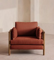 Fauteuil individuel de luxe moderne en tissu rustique avec panneaux en rotin tressé pour salon, chaise d'hôtel, pièce de mobilier de salon