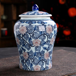 Tarro de almacenamiento de cocina de <span class=keywords><strong>precio</strong></span> más bajo contenedores de cerámica azul y blanca mercado de la India como productos de decoración del hogar - Product Image 1