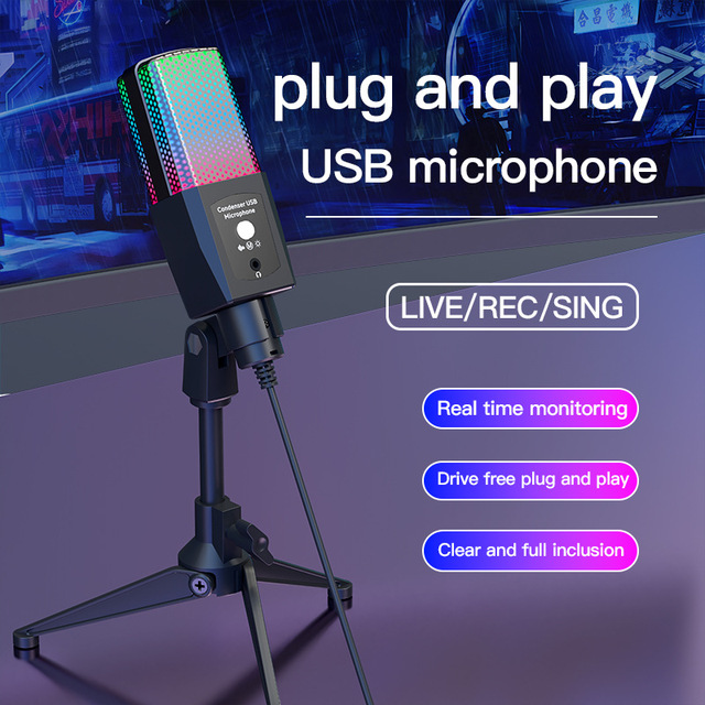 New Computer Mobile Phone Recording USB for Microphone One-Click Noise Reduction Game Voice Dubbing Monitoring