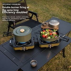 Nouvelle cuisinière <span class=keywords><strong>double</strong></span> magnétique pliable pour l'extérieur, portable, à <span class=keywords><strong>double</strong></span> foyer, pour <span class=keywords><strong>camping</strong></span>, cuisinière extérieure compacte - Product Image 1
