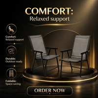 Chaise de jardin pliante en métal noir, design moderne, imperméable, légère, portable, pour extérieur, villa, salon, patio, siège lounge en maille