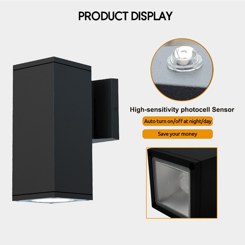 100-277v led wall light for house auto dusk to dawn sensor outdoor wall light with etl certificate