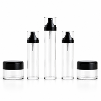 Ensemble de flacons pulvérisateurs transparents en PET avec pompe noire, pots cosmétiques vides pour crème, emballages de soins de la peau