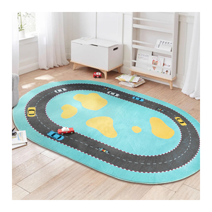 Alfombra con estampado de lana sintética para niños con <span class=keywords><strong>mapa</strong></span> de carreteras de la ciudad, alfombra para juegos de bebés para coches de juguete - Product Image 1