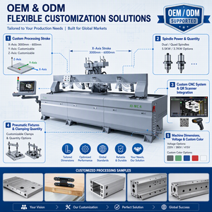Máquina CNC JD-MC4 para fresado y taladrado de puertas y gabinetes de pared, todo en uno, carrera de 3000 mm, 22 kW, aluminio y acero inoxidable, fácil operación - Product Image 6