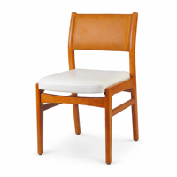 Chaise de salle à manger moderne en bois avec siège rembourré en cuir pour restaurant, café, hôtel