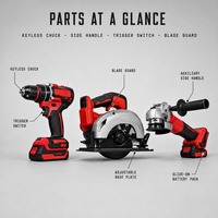 Kit d'outils d'atelier sans fil avec scie sauteuse pour les travaux de rénovation, de démolition et de remise à neuf des structures