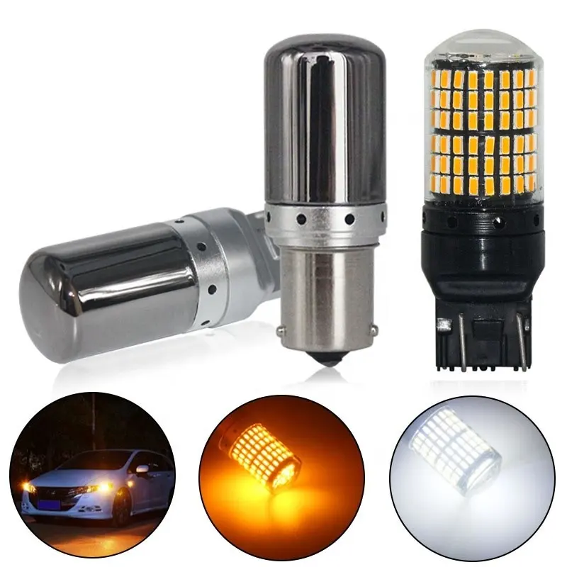 Bombilla led de señal de giro superbrillante, sin error, CANbus, OEM, T20, 7440, w21w, 3014, 4014, 144, SMD, 7443, 1156, BA15S, 1157, BAY15D