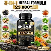 Complément OEM Shilajit Ashwagandha Rhodiola Rosea Panax Ginseng Complex en Capsules pour l'Énergie et la Vitalité – Marque Privée