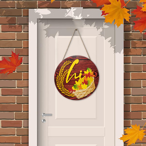 American Country Style Fall Thanksgiving Wooden <b>Sign</b> Circular Brown Wall Decor For Home Living Room Bedroom <b>Bathroom</b> - Product Image 2