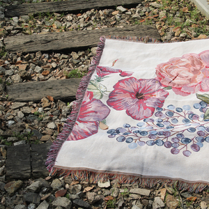 Coperta <span class=keywords><strong>in</strong></span> Jacquard Floreale Vintage con Basso MOQ, Design Personalizzato, Stile Francese, Coperta Decorativa per Arredamento Casa - Product Image 3