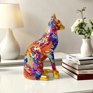 Ornement créatif chat assis aux oreilles dorées, style nordique, en résine sculptée artistique, best-seller, pour fenêtre, salon, bureau - Product Image 3