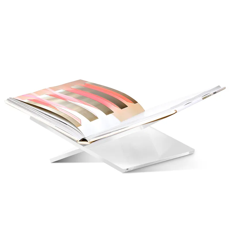 Großer offener Buchständer Acryl X-förmiges Buch faltbares transparentes Magazin Kochbuch Halter für Zuhause