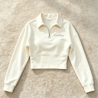 Ensemble de survêtement personnalisé pour femme, haute qualité, en coton French Terry brodé, comprenant un sweat à capuche demi-zip et un pantalon de jogging
