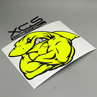 Calcomanías Personalizadas para Ventanas de Autos con Diseño de Tiburón Musculoso, Paquete al por Mayor, Vinilo Impermeable, Amarillo Fluorescente Neón, 1 Año de Garantía