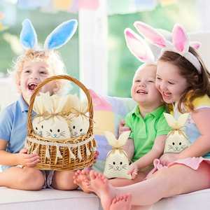 Sac en coton pour cadeau de Pâques avec cordon de serrage, lapin de Pâques, sacs à friandises, sac de chasse rustique, cadeau de fête - Product Image 6