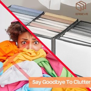 Organisateur de vêtements en PVC, boîte de rangement pliable pour tiroir de séparation de placard à carreaux boîte de rangement lavable adaptée aux T-shirts en denim - Product Image 4