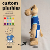 Fabricant et Fournisseur de Jouets en Peluche Personnalisés – Peluche Lestée Thème Sportif : Chameau en Jersey Bleu Très Réduit, Souvenirs Personnalisés