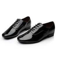 Chaussures de danse latine pour hommes en PU, chaussures de danse de salon à semelle en daim, chaussures de danse modernes Tango Jazz noires, chaussures d'entraînement pour enseignants de Salsa, talon de 2,5 cm