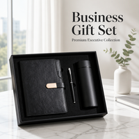 Coffret Cadeau d'Affaires Réutilisable avec Carnet A5 à Couverture Rigide, Stylo Chromé et Gobelet Isotherme pour Cérémonie de Remise des Prix - Livraison Rapide, En Stock