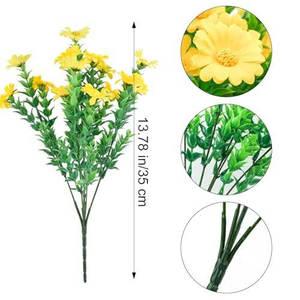 Offre Spéciale : Bouquet de fleurs artificielles, marguerites et roses en plastique, fleurs séchées en tissu de soie, pour jardinières et clôtures. - Product Image 6