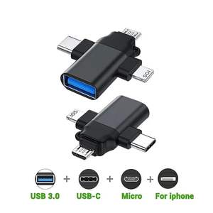 Vente en gros 3 en 1 <span class=keywords><strong>Micro</strong></span> <span class=keywords><strong>USB</strong></span> Type C 8Pin mâle vers <span class=keywords><strong>USB</strong></span> A 3.0 femelle adaptateur <span class=keywords><strong>OTG</strong></span> adaptateur pour téléphone U disque <span class=keywords><strong>usb</strong></span> 3.0 connecteur de <span class=keywords><strong>prise</strong></span> - Product Image 2