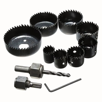 11 pièces Kit de scie cloche Durable en acier au carbone métal cercle perceuse électrique coupe-trou pour bois PVC plastique Cutter outils de travail du bois