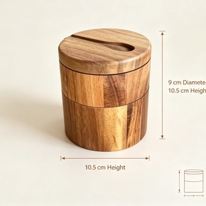 Acacia Wood <b>Spice</b> <b>Jar</b> S Size Airtight Wooden Lid Kitchen Seasoning Container 301-500ML - Product Image 2