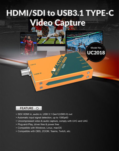 Équipement de capture vidéo AVMATRIX UC2018 SDI/HDMI vers USB3.0 Type-C <span class=keywords><strong>1080p</strong></span> Diffusion en direct Streaming Conférence Web - Product Image 4
