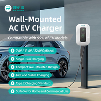 Nouvelle borne de recharge murale intelligente pour véhicules électriques 22 kW, avec application/RFID en option, prise en charge multi-interface, certifiée CE, IP54
