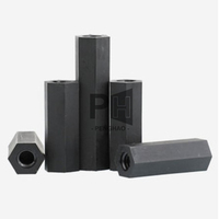 Vis d'espacement noires M2 M2.5 M3 M4 * L colonne d'espacement hexagonale en Nylon écrou d'accouplement en plastique Nylon à Double passage à tête plate