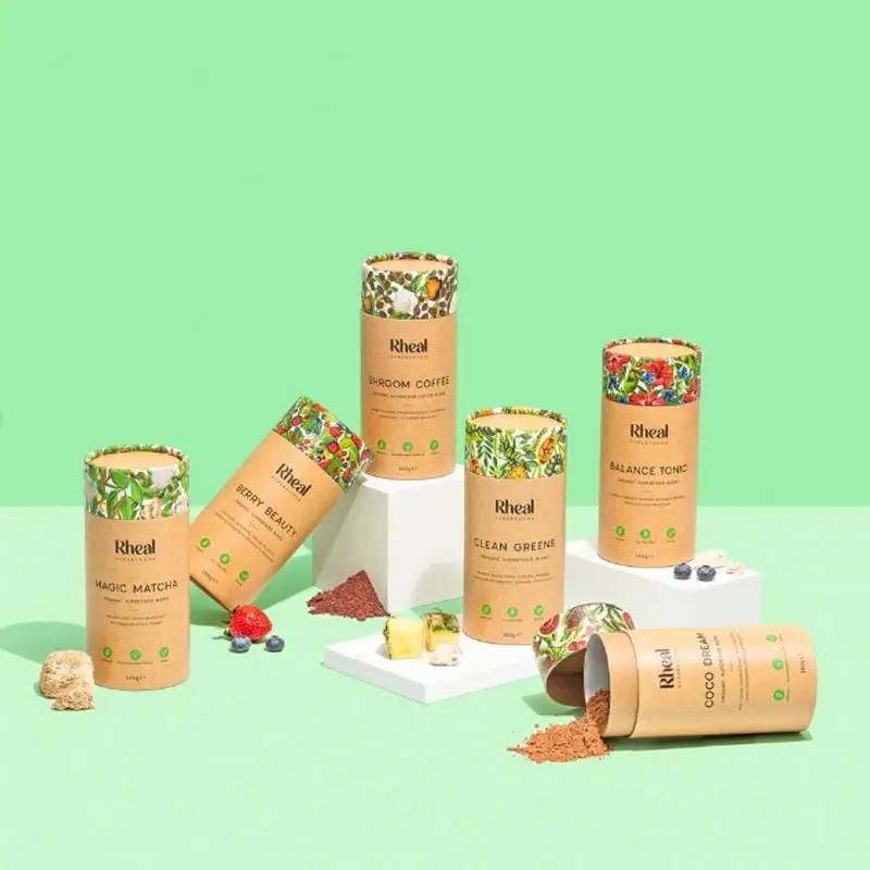 Custom Size Creative Design Seasoning Powder Kraft Paper Tube Food Grade Cylinder Packaging Jar With Aluminium Foil Paper