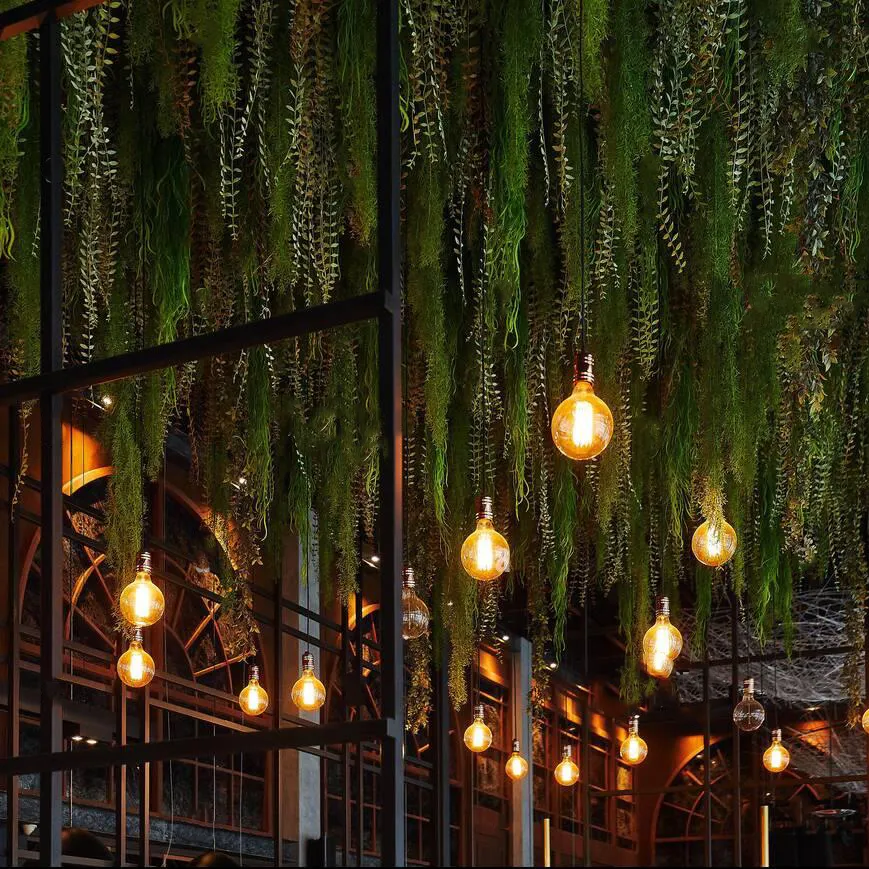 高保証屋内ハンギングアイビー植物人工プラスチック生地の葉結婚式の装飾ホテル装飾屋内ハンギンググラス