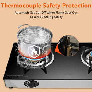 Stove Black Home Cooking Safe Propane <b>Gas</b> Cooktop 2 <b>Burners</b> Kitchen <b>Gas</b> <b>Burner</b> - Product Image 4