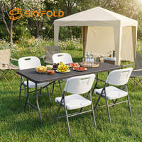 Table pliante portable en rotin HDPE facile à transporter pour le mobilier de jardin