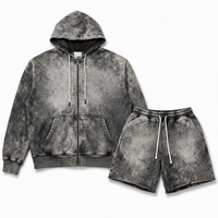 Ensemble de sweats à capuche en molleton personnalisés à marque privée, coupe ample, tie-dye, streetwear, imprimé DTG Kornit vieilli, style universitaire, couleur anthracite