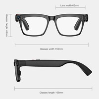 Lunettes intelligentes IA avec enregistrement vidéo 4K 20MP, traduction IA, appels, musique, assistant vocal, contrôle par bouton tactile, chargement Type-C
