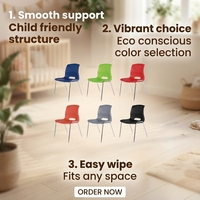 Chaises empilables légères en plastique bleu moderne pour appartement, étudiants, salle de formation, salle de sport avec patins antidérapants