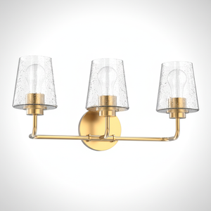 OEM ODM Modern Gold 3-Light Indoor <strong>Bathroom</strong> Mirror <strong>Lamps</strong> Glass <strong>Shades</strong> Brushed Brass Polished Steel Wall Sconce - Product Image 6