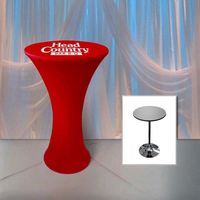 Housse de table ajustée en polyester Spandex pour tables pliantes, résistante aux plis, impression typographique, cadeaux promotionnels pour salons professionnels et fêtes