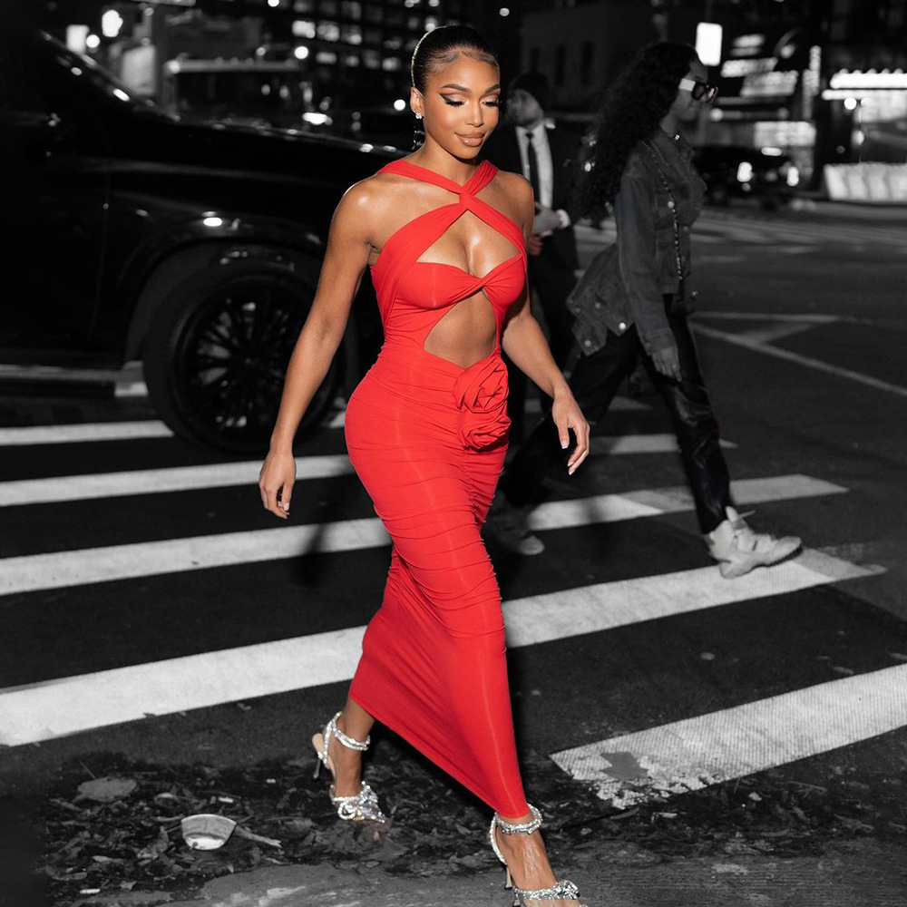 red flowy dress casual Yexpine Casual V Neck Flowy Maxi Dresses