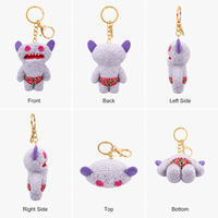 Porte-clés Monstre Violet en Peluche Écologique et Durable en Polyester, Breloque de Sac Adorable Animal en Peluche, Doux, Kawaii, Logo Personnalisé, Jouet Unisexe