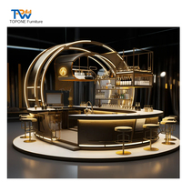 Comptoir de bar moderne de luxe en acier inoxydable en forme de bateau pour bar à domicile, centre commercial, hôtel et salle de sport avec tailles personnalisables