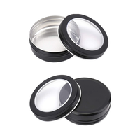Offre Spéciale noir 4OZ recyclable épice cosmétique menthe bonbons stockage pot en aluminium bougie décorative étain clair PVC fenêtre nourriture parfum