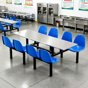 Conjunto de Mesa y Sillas Minimalistas Modernas de Acero Inoxidable para 468 Personas, para Comedor de Fábrica, Escuela o Cantina - Product Image 3
