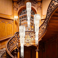 Lustre en cristal à tube long, luminaire suspendu moderne pour salle de mariage, salle de banquet, décoration de plafond haut