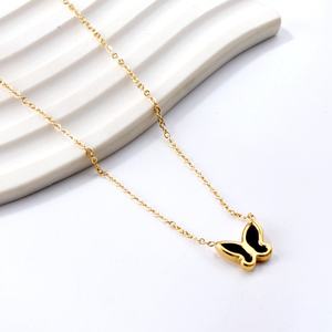 Ason Wholesale Custom Trendy Multiple Colors Butterfly <b>Necklace</b> Thin Chain Colorful Shell Pendant <b>Necklace</b> Jewelry for Women - Product Image 3